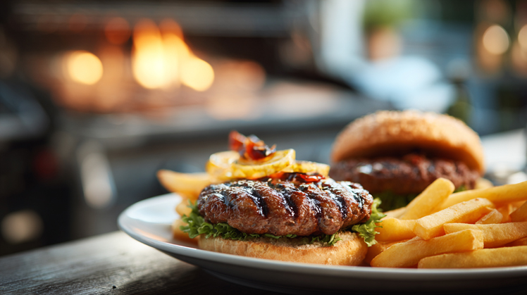 Fresh Hamburgers with frie